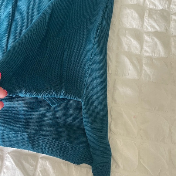 Eileen Fisher Teal Textured Short Sleeve Top - Picture 3 of 7
